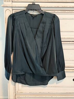 Banana Republic Dark Teal Wrap Blouse